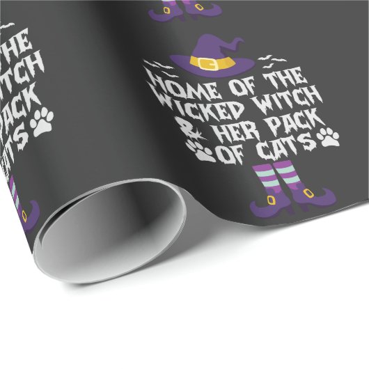 Home Of The Wicked Witch & Haar Pack of Cats Funny Cadeaupapier (Rol Hoek)