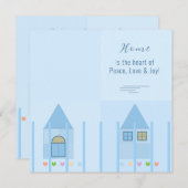 Home, Omheining en Kleurrijke Tulpen Blauwe Partij Aankondiging (Voorkant / Achterkant)