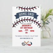 Home One, Baseball 1st Birthday Kaart (Staand voorkant)