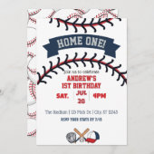 Home One, Baseball 1st Birthday Kaart (Voorkant / Achterkant)