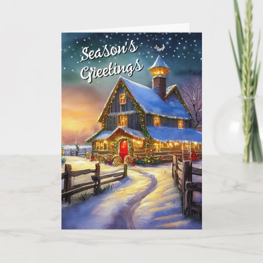 Home op de oude ranch voor kerst feestdagen kaart (Voorkant)