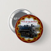Home op de trein voor de Feestdagen Button (Voorkant /achterkant)