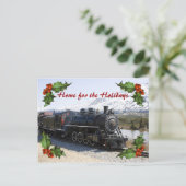 Home op de trein voor Feestdagen Briefkaart (Staand voorkant)