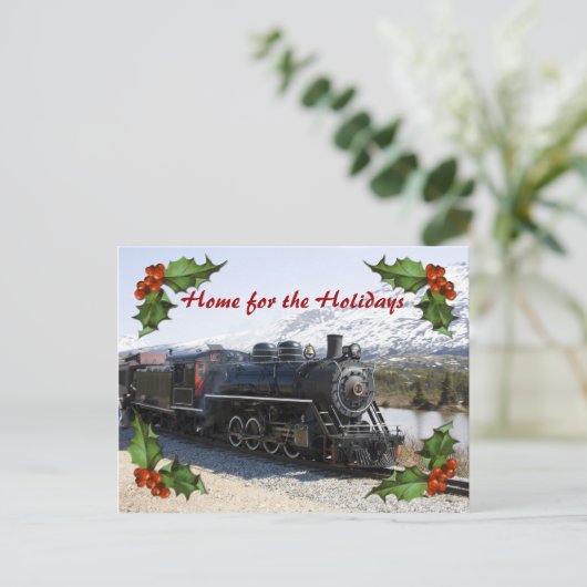 Home op de trein voor Feestdagen Briefkaart (Staand voorkant)