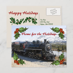 Home op de trein voor Feestdagen Briefkaart