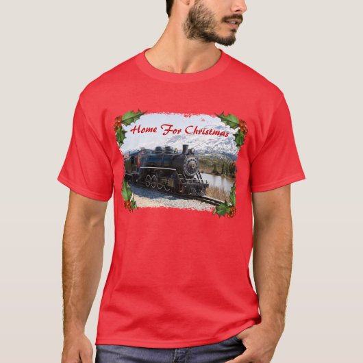 Home op de trein voor kerst Mannen Shirt (Voorkant)