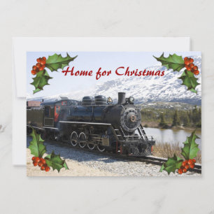 Home op de trein voor kerstfeest kaart