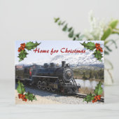 Home op de trein voor kerstfeest kaart (Staand voorkant)