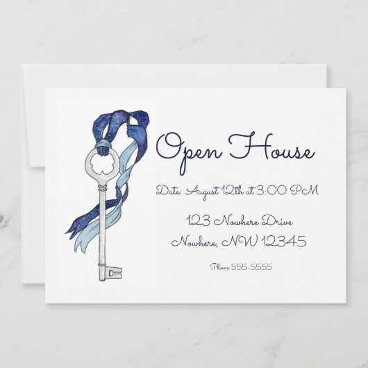 Home Open House Waterverf Skeleton Key Ribbon (Voorkant)