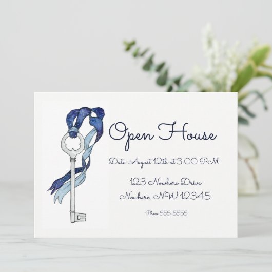 Home Open House Waterverf Skeleton Key Ribbon (Staand voorkant)