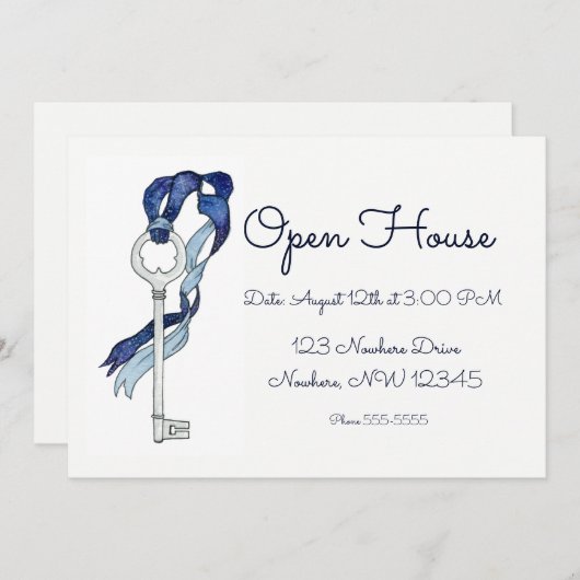 Home Open House Waterverf Skeleton Key Ribbon (Voorkant / Achterkant)