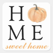 Home | Oranje pompoen | Herfst Seizoen Vierkante Sticker (Voorkant)