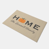 Home Oranje Pumpkin Persoonlijke Achternaam Herfst Deurmat (Schuin)