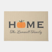 Home Oranje Pumpkin Persoonlijke Achternaam Herfst Deurmat (Voorkant)
