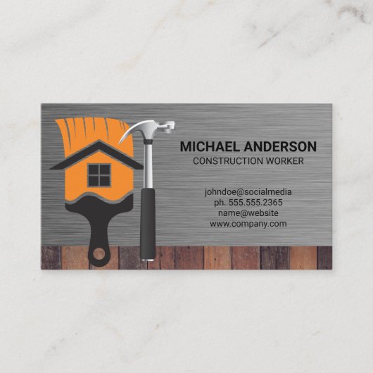Home Paint Brush | Hammer | Bouwbouw Visitekaartje (Voorkant)