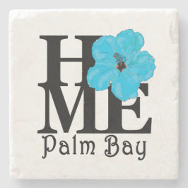 HOME Palm Bay Blauwe Hibiscus Stenen Onderzetter