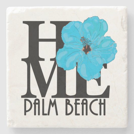HOME Palm Beach Florida Blue Hibiscus Stenen Onderzetter (Voorkant)