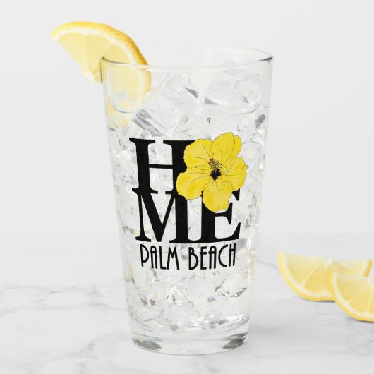 HOME Palm Beach Florida Gele Hibiscus Glas (Voorkant ijs)