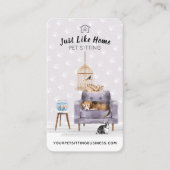 Home Pet Sitting Dog & Cat Sleeping on Mauve Sofa Visitekaartje (Voorkant)