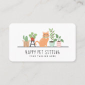 Home Pet Sitting Loveable Happy Cat & House Plante Visitekaartje (Voorkant)