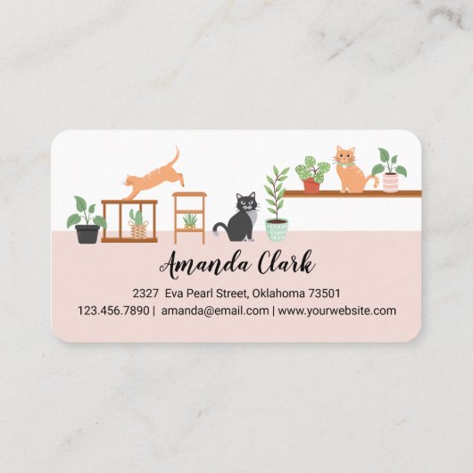 Home Pet Sitting Loveable Happy Cat & House Plante Visitekaartje (Achterkant)
