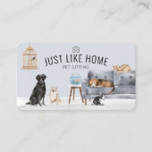 Home Pet Sitting Waterverf Cozy Home Gray Couch Visitekaartje (Voorkant)