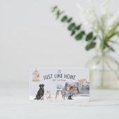 Home Pet Sitting Waterverf Cozy Home Gray Couch Visitekaartje (Staand voorkant)