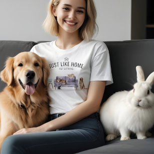 Home Pet Sitting Waterverf Cozy Home Paarse Couch T-shirt