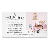 Home Pet Sitting Waterverf Cozy Home Pink Couche Magnetisch Visitekaartje (Voorkant)