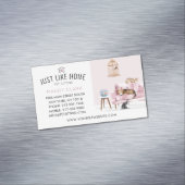 Home Pet Sitting Waterverf Cozy Home Pink Couche Magnetisch Visitekaartje (Voorbeeld)