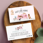 Home Pet Sitting Waterverf Cozy Home Pink Couche Visitekaartje