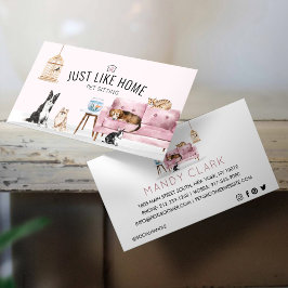 Home Pet Sitting Waterverf Cozy Home Pink Couche Visitekaartje