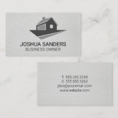 Home-pictogram | wit leer visitekaartje (Voorkant / Achterkant)