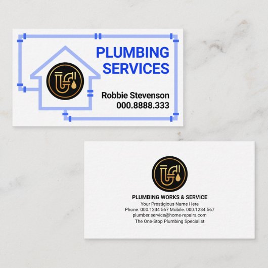 Home Piping Verwarming Lijst Loodgieter Visitekaartje (Voorkant / Achterkant)