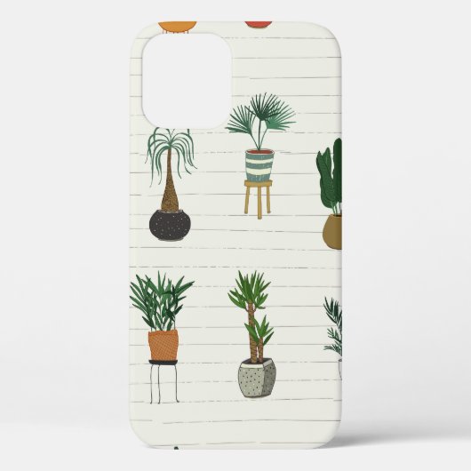 Home Planten: Hand getrokken naadloos interieur Case-Mate iPhone Case (Achterkant)