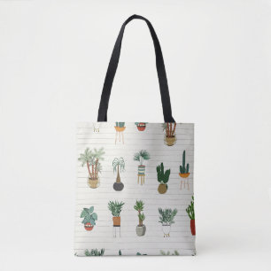 Home Planten: Hand getrokken naadloos interieur Tote Bag