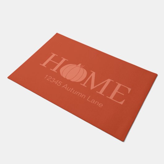 HOME Pompoen Oranje Typografie en Adres Deurmat (Schuin)