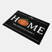 Home Pompoen Zwart-wit Gepersonaliseerde Herfst Deurmat (Schuin)