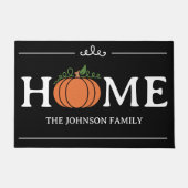 Home Pompoen Zwart-wit Gepersonaliseerde Herfst Deurmat (Voorkant)