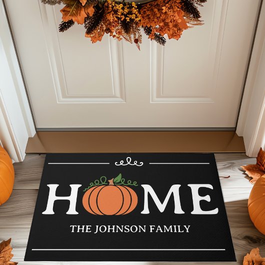 Home Pompoen Zwart-wit Gepersonaliseerde Herfst Deurmat