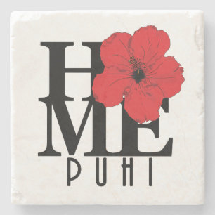 HOMe Puhi Hawaii red Hibiscus Stenen Onderzetter
