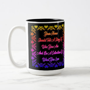 Home Quote Black Rainbow-Mok Tweekleurige Koffiemok