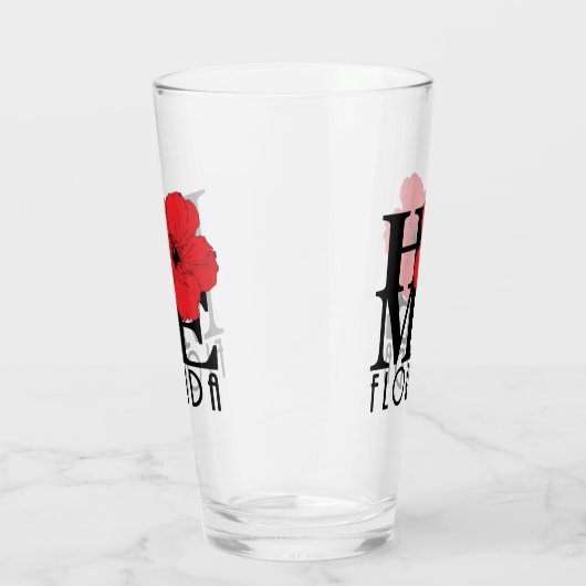 HOME Red Hibiscus Glas (Rechts)