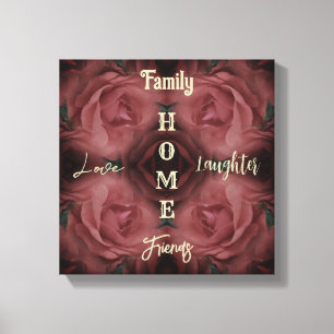 Home Red Rose Abstracte Inspirerend woorden Canvas Afdruk
