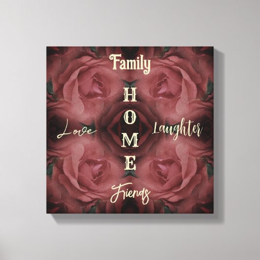 Home Red Rose Abstracte Inspirerend woorden Canvas Afdruk (Voorkant)