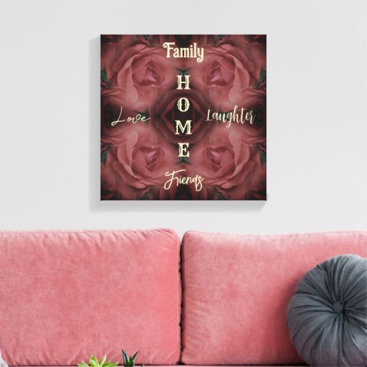 Home Red Rose Abstracte Inspirerend woorden Canvas Afdruk (Insitu (Woonkamer))
