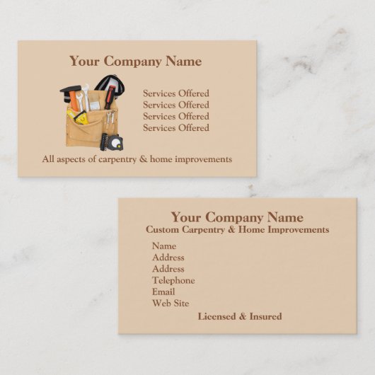 Home Remodeling/Carpentry Visitekaartje (Voorkant / Achterkant)