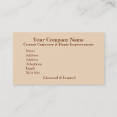 Home Remodeling/Carpentry Visitekaartje (Achterkant)
