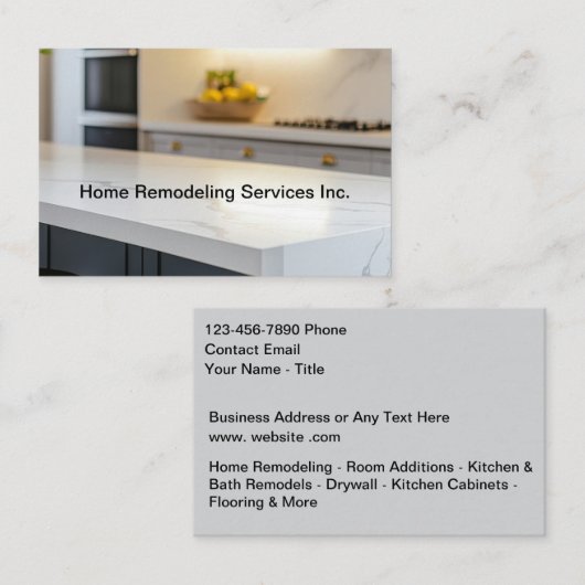 Home Remodeling Services Modern Kitchen Visitekaartje (Voorkant / Achterkant)