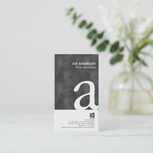 Home Remodelling Grunge Bold Monogram BusinessCard Visitekaartje (Staand voorkant)